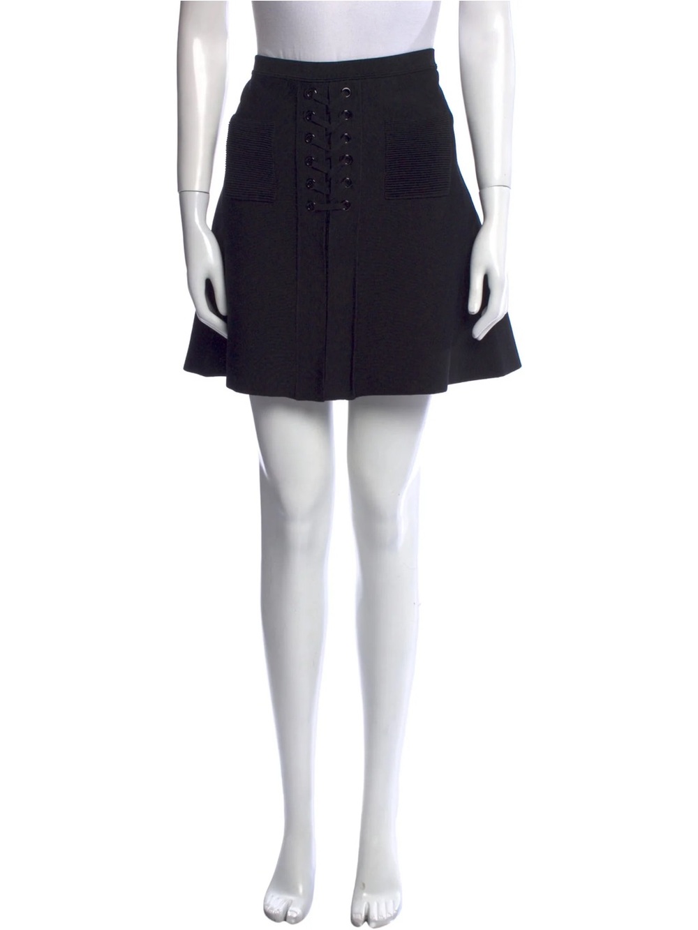 Sandro Paris Black Lace-Up High-Waist Women's Skirt